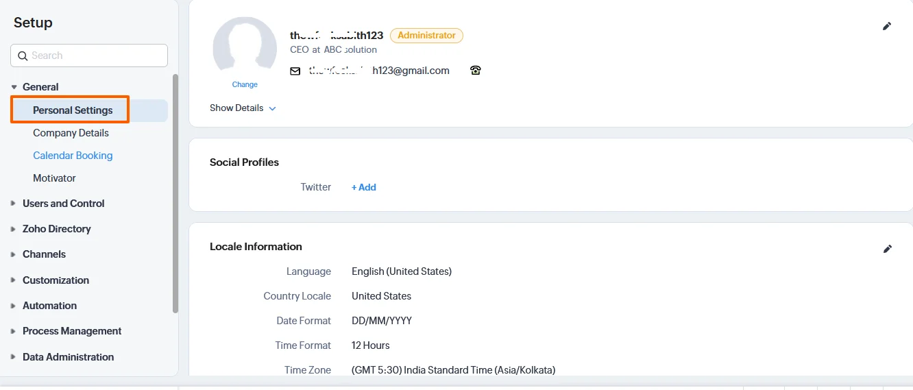 Zoho CRM Admin Guide for Beginners:Everything You Need to Know 3 Zoho-Admin-Guide-Personal-Settings