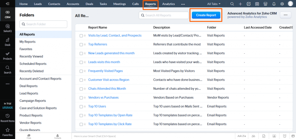 Zoho Advanced Guide Create Reports