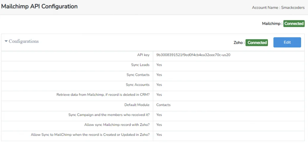 API key configuration