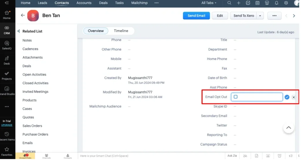 Mailchimp Extension for Zoho CRM - Setup and Synchronization Guide 7 zoho-crm-mailchimp-email-opt-out-field