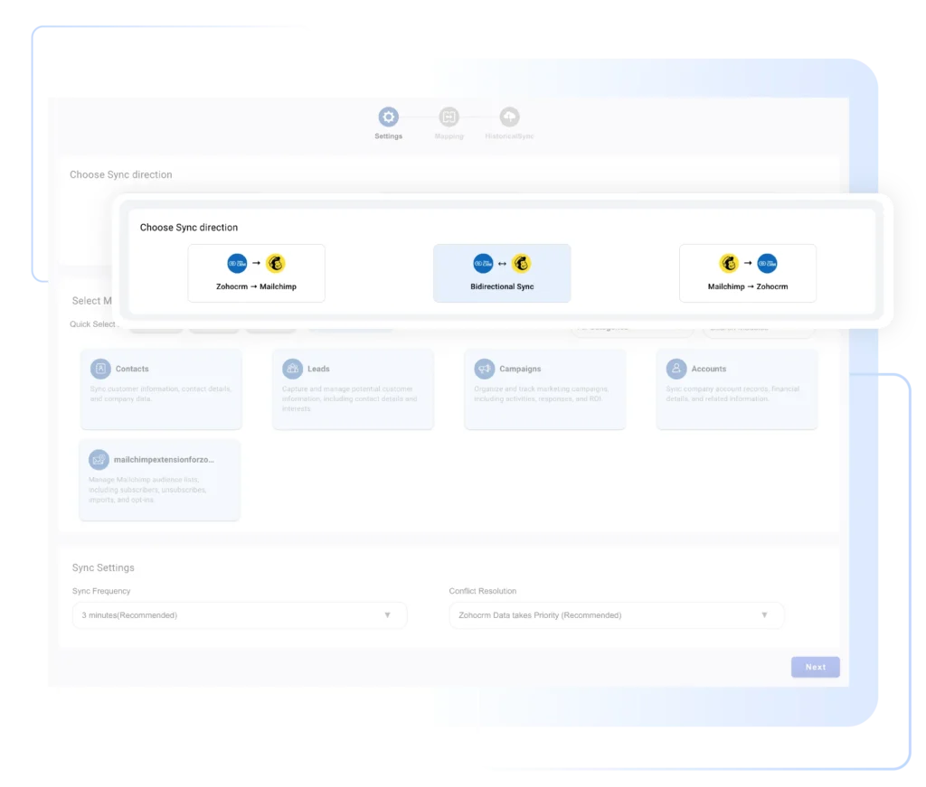 Mailchimp–Zoho-CRM-Two-Way-Sync-Configuration-Dashboard