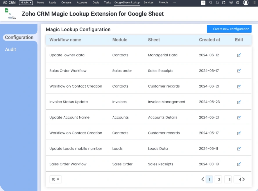 zoho-crm-google-sheets-magic-lookup-configuration-dashboard