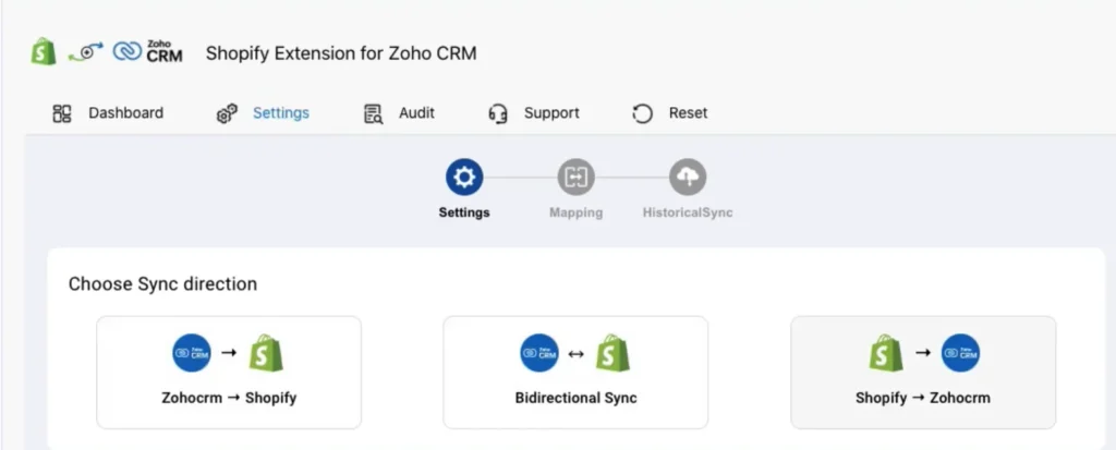 
zoho-crm-shopify-extension-sync-direction-settings