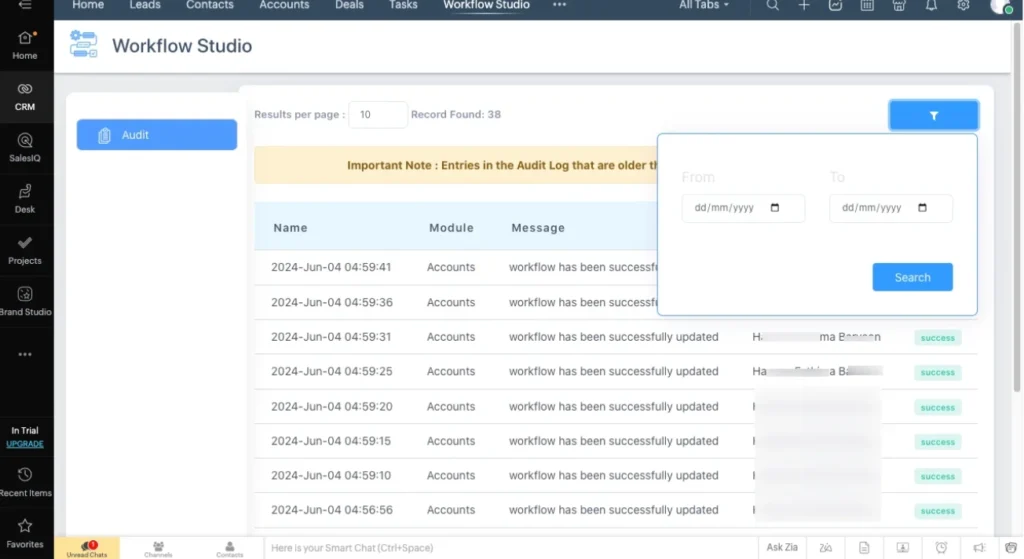 Automate Workflow Field Updates in Zoho CRM 7 zoho-crm-workflow-studio-audit-log-automation-tracking