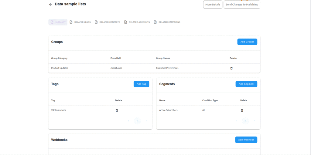 Zoho Mailchimp extensions Lists 1