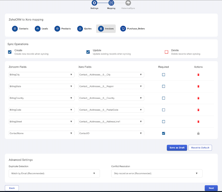 Xero Zoho CRM Integration: Getting Started 2 Zoho Xero integration- Mapping