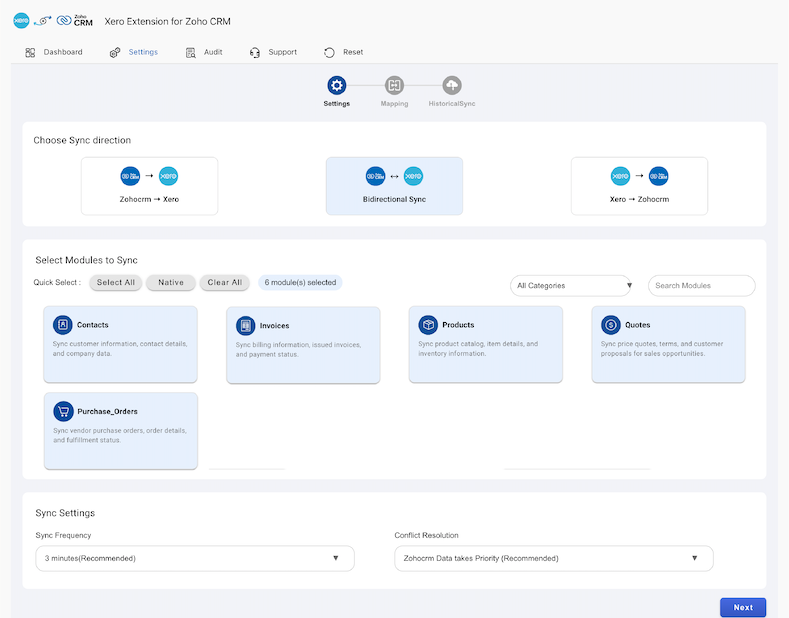 Xero Zoho CRM Integration: Getting Started 1 Zoho Xero Integration- Settings