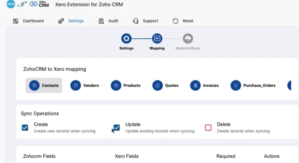 zoho-crm-to-xero-field-mapping-sync-settings