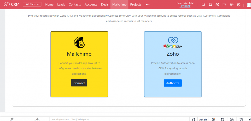 Zoho Mailchimp Connect Authorize