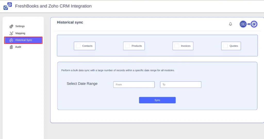 FreshBooks and Zoho CRM integration Historical Sync 1