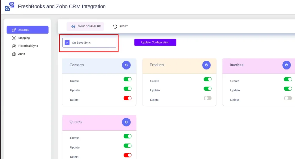 Freshbooks and Zoho CRM integration Onsave sync 1
