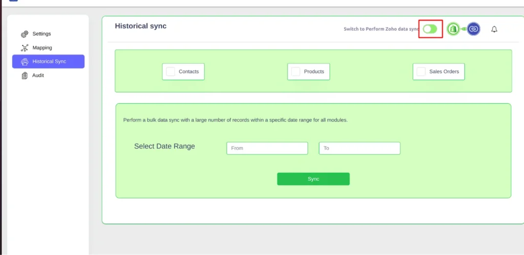 Shopify extension for Zoho CRM Historical sync from Shopify to Zoho CRM