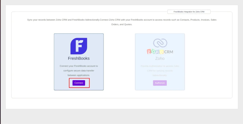 Zoho CRM FreshBooks Integration Connect
