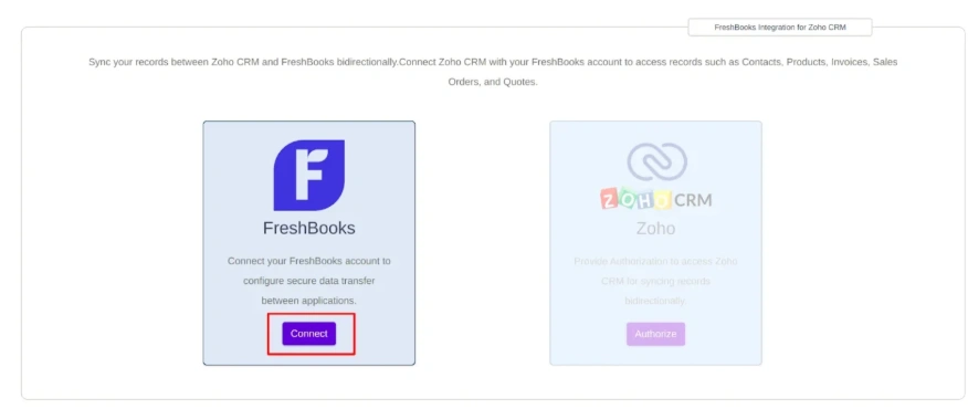 
freshbooks-integration-for-zoho-crm-connect-screen
