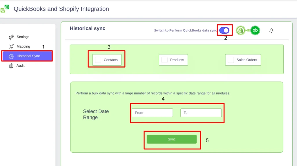 Shopify and QuickBooks Historical sync