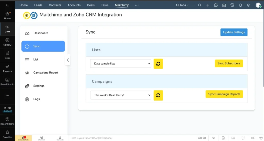 Zoho Mailchimp Record Sync