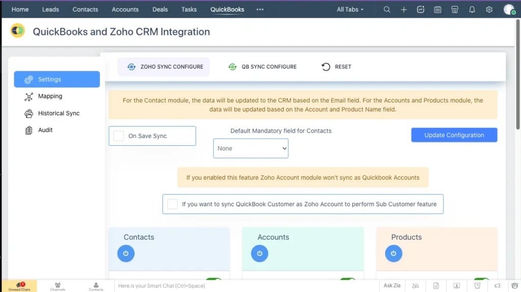 Zoho QB COnfiguration