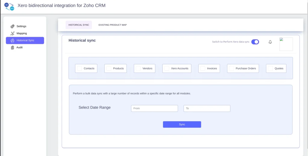 Zoho Xero Historical sync