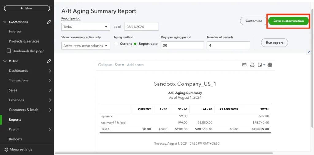 Advanced reporting Technique Save Customization