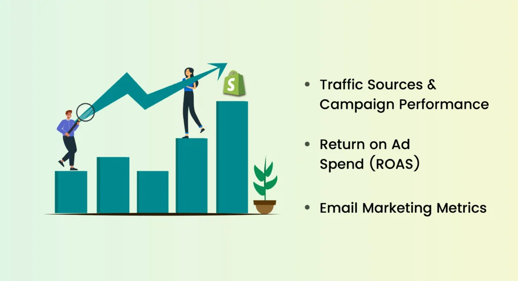 Image showing marketing performance metrics in Shopify