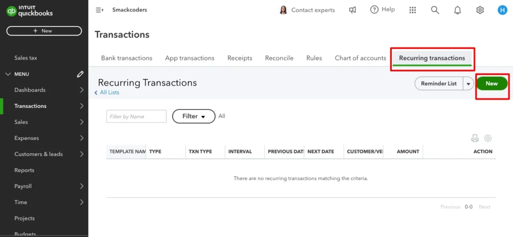 QuickBooks Tips Recurring Transactions