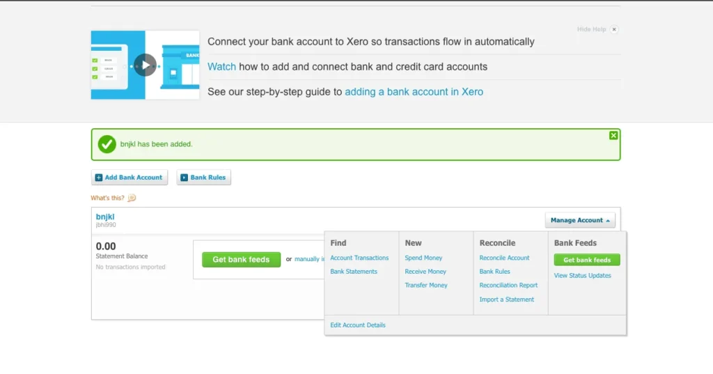 Xero Bank Feed