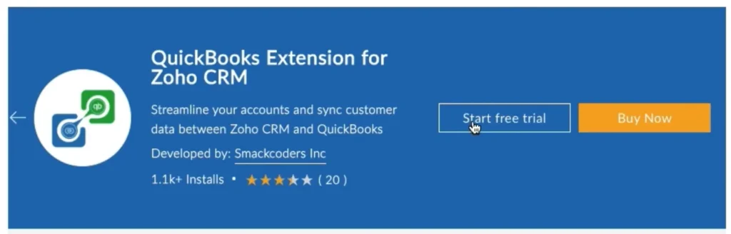 Zoho QuickBooks Extension for Zoho CRM - Integration Guide 1 zoho-QuickBooks-Extension-for-Zoho-CRM-integration-setup-screen