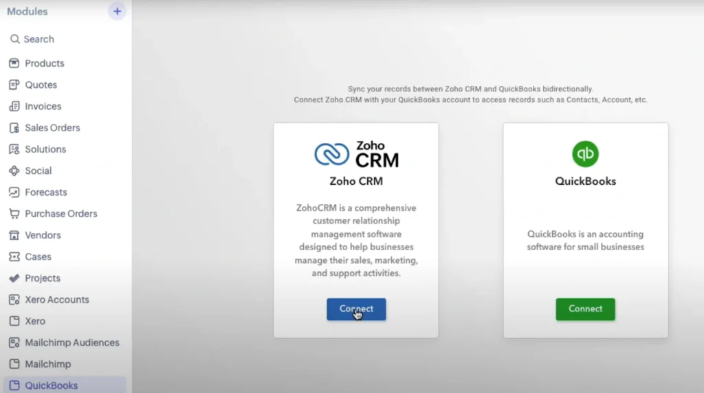 Zoho QuickBooks Extension for Zoho CRM - Integration Guide 3
connect-zoho-crm-with-quickbooks-integration