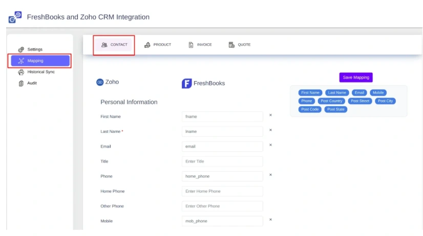 zoho-crm-freshbooks-integration-contact-field-mappin