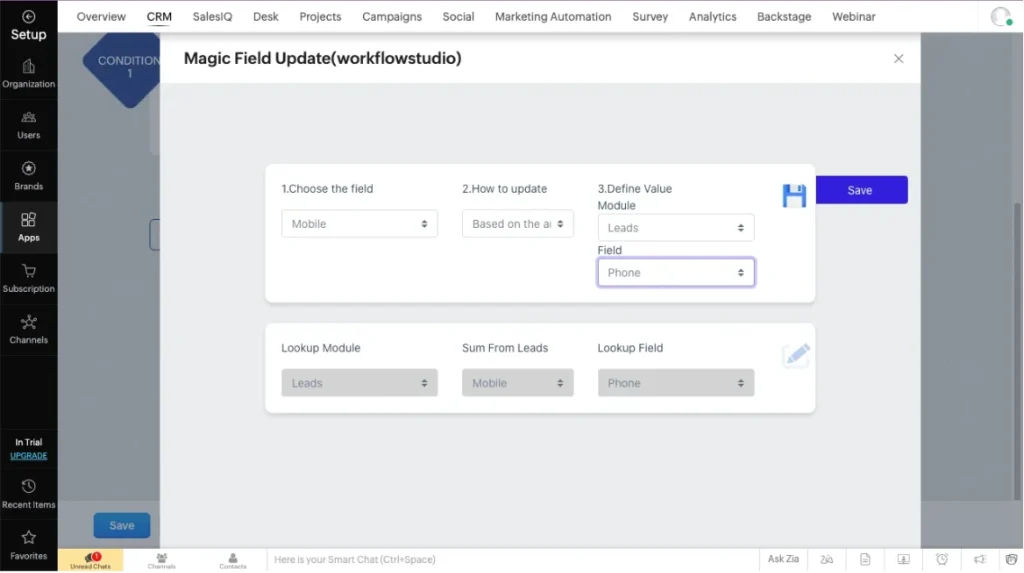 Automate Workflow Field Updates in Zoho CRM 5
zoho-crm-workflow-magic-field-update-automation